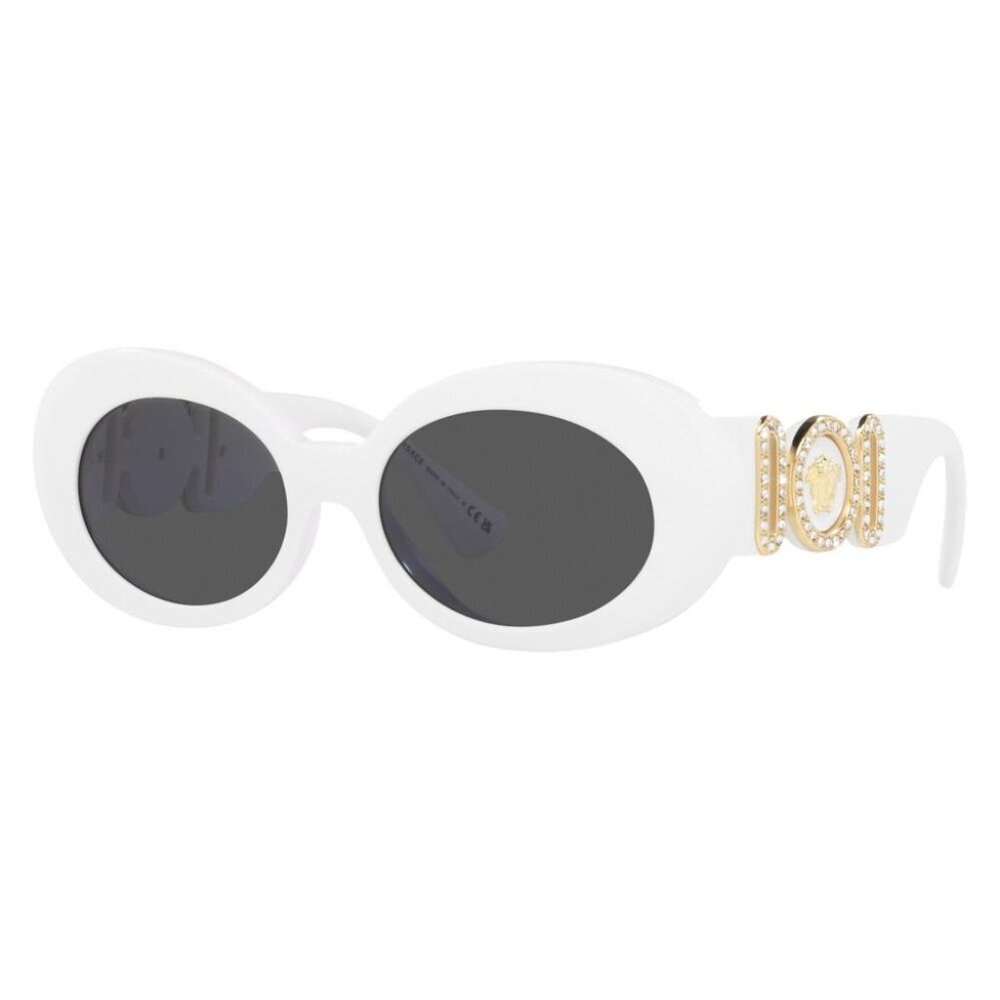 Versace Dark Grey Oval Ladies Sunglasses
